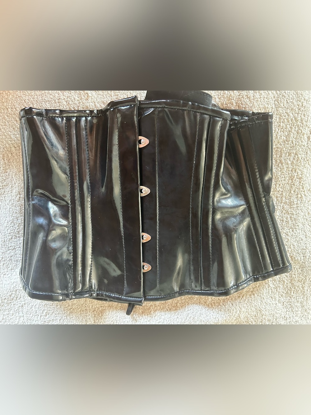 Orchard Corset Black Shiny PVC Underbust Corset-26